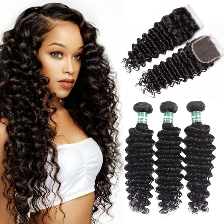 X-Elements Hair 100% Human Hair Bundles With Closure