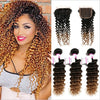 Deep Wave Bundles With Closure Ombre Brazilian Human Hair