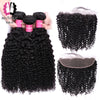 Brazilian Kinky Curly Bundles With Frontal 100% Human Hair Lace