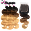 Ombre Brazilian Hair Weave Bundles With Closure