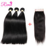 Straight Human Hair Bundles with Closure Brazilian Ombre