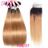 Straight Human Hair Bundles with Closure Brazilian Ombre